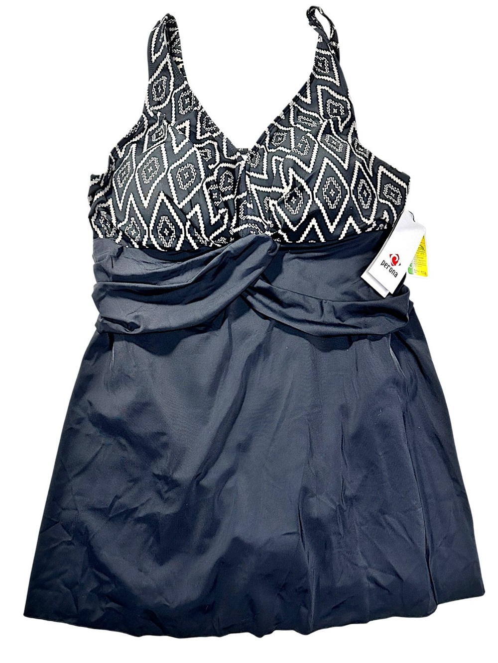 Persona Black & White Geometric Tankini Swim Dress